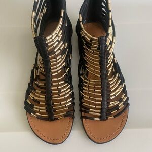 Zigi Soho Black and Gold Strappy Sandals
